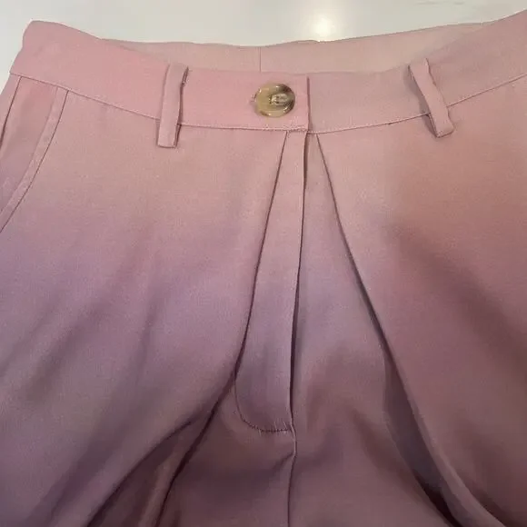 NWT La Fuori echo pleated wide leg pant medium ombré gray 100% silk pleated